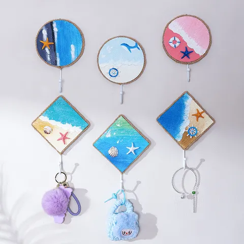 Mediterranean Style Wooden Wall Hook Decorative Ocean Theme Hanger For Home Entryway Hallway Wall Decor
