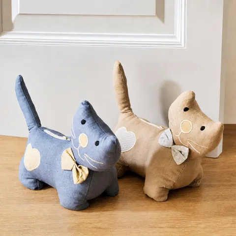 European Cartoon Fabric Cat Door Stopper Cute Animal Draft Stopper Heavyweight Door Wedge Decorative Home Decor