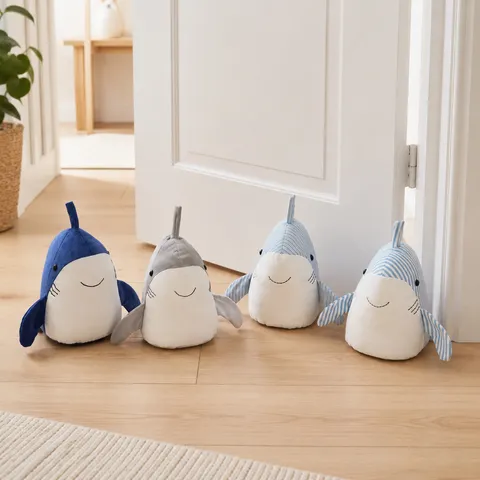 Cute Cartoon Shark Door Stopper Fabric Plush Animal Door Draft Stopper Decorative Heavyweight Door Stop Home