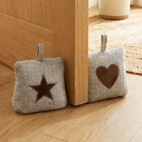 Creative Cute Fabric Door Stopper Heavy Duty Sand Filled Decorative Door Stop With Handle Heart Star Pattern Home Decor