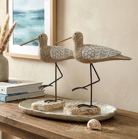 Mediterrane Hölzerne Möwe Figur Handgemachte Holzschnitzerei Tier Tischornament Küsten-Wohnkultur Geschenk