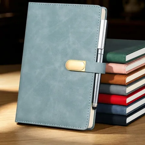 Faux Leather Business Notebook With Metal Magnetic Buckle Pen Loop Lined Journal Diary Office Stationary Gift