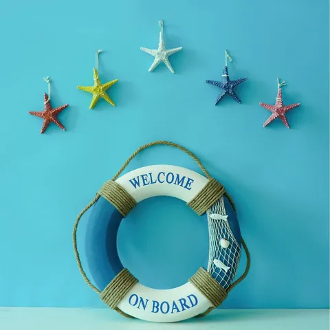 Stile Mediterraneo Salvagente in Schiuma Appeso a Parete Tema Nautico Oceano Decorazioni per la Casa Ornamento da Parete Invecchiato