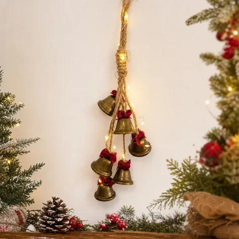 Ornamenti Sospesi Campana Di Ferro Di Natale Vintage Stile Bohemien Catena Luminosa Fiocco Festa Di Vacanza Decorazione Della Casa