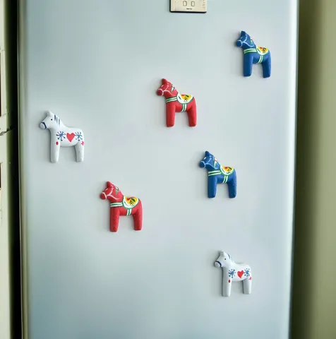 Wooden Resin Dala Horse Refrigerator Magnet Cute Painted Animal Fridge Sticker Vintage Home Decor Kitchen