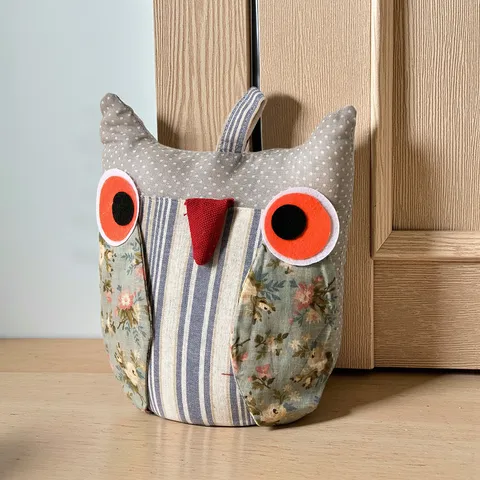 European Retro Fabric Owl Door Stop Cute Animal Shape Heavy Door Stopper For Home Room Door And Wall Protection