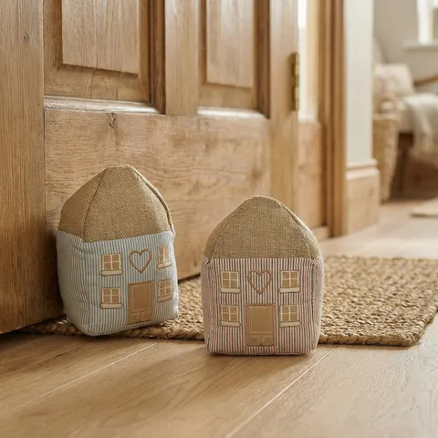 Mediterranean Style Vintage Small House Door Stop Fabric Heart Embroidery Anti-Collision Door Wedge Home Decorative Ornament