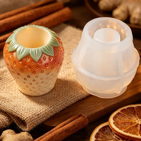 Strawberry Silicone Mold DIY Succulent Flower Pot Pen Holder Candle Plaster Resin Casting Mold Craft Home Decor