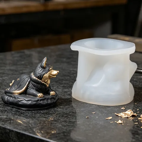 3D Wolf Hond Siliconen Mal DIY Aromatherapie Kaars Gips Mal Schattig Dier Epoxyhars Ambacht Siliconen Mal Huisdecoratie