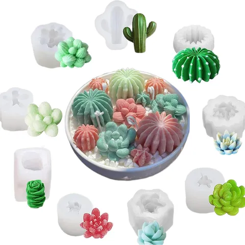 Cactus Succulent Silicone Mold DIY Aromatherapy Candle Soap Resin Micro Landscape Home Decor Craft Baking Mold