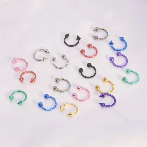 Anneau de Nez en Acier Inoxydable Clou de Lèvre en Forme de U Boule Pointe Fer à Cheval Bijoux de Piercing Septum Oreille Cartilage Créole Unisexe