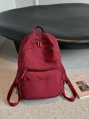 Zaino Casual da Donna in Tessuto Grande Capacità Multitasca Zainetto da Viaggio Studente Scuola all'aperto Tinta Unita