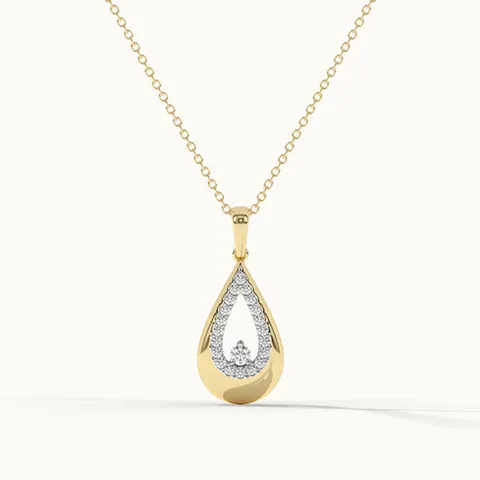 925 Sterling Silver Teardrop Pendant Necklace Luxury Geometric Rhinestone Clavicle Chain Jewelry Gift For Women
