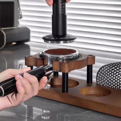 Solid Wood Coffee Tamper Holder Station Multifunctional Espresso Distributor Tamper Stand Coffee Portafilter Barista Tool