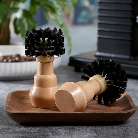 Coffee Grinder Cleaning Brush Espresso Machine Group Head Cleaning Tool Wooden Handle Nylon Bristle Barista Tool