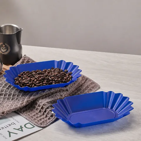 Small Plastic Coffee Bean Tasting Display Tray Boat Shaped Cup Testing Plate Cafe Exhibition Cooling Tray PP Material