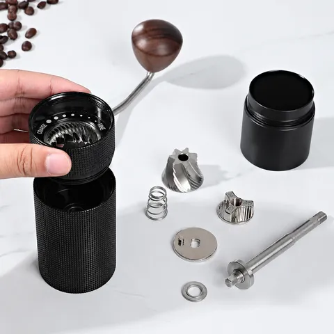 Manual Coffee Grinder Hand Crank Stainless Steel Burr Aluminum Alloy Body Adjustable Coarseness Coffee Mill Bean Grinder