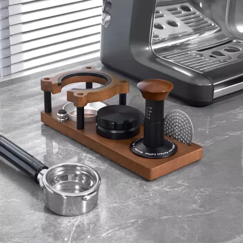Solid Wood Coffee Tamper Holder Station Multifunctional Espresso Distributor Tamper Stand Coffee Portafilter Barista Tool