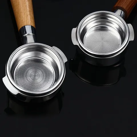 Stainless Steel Espresso Bottomless Portafilter Coffee Machine Handle With Solid Wood Handle Barista Accessories