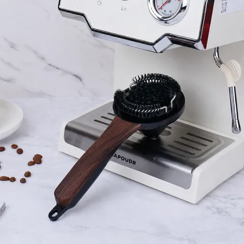 Wood Grain Handle Espresso Machine Group Head Cleaning Brush Plastic Coffee Maker Cleaning Tool