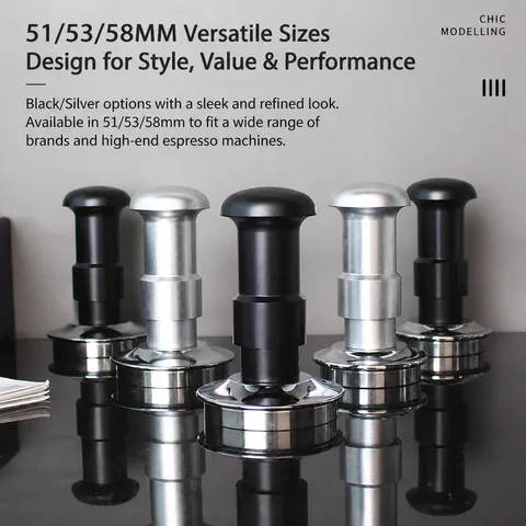 304 Stainless Steel Coffee Tamper Double Spring Constant Pressure Espresso Tamper Threaded Base Barista Coffee Tool