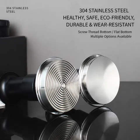 304 Stainless Steel Coffee Tamper Double Spring Constant Pressure Espresso Tamper Threaded Base Barista Coffee Tool