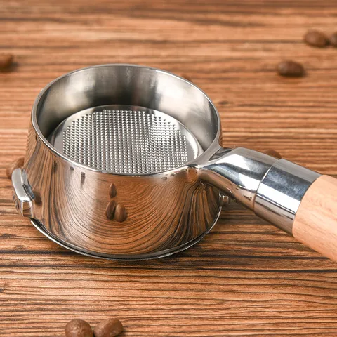 58mm Stainless Steel Espresso Coffee Machine Handle Bottomless Portafilter With Wooden Handle Kitchen Bar Tool