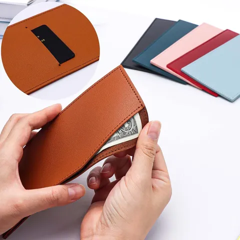 PU Leather Cash Envelope Wallet Credit Card Holder Money Clip Bill Receipt Coupon Organizer Pouch For Women Men