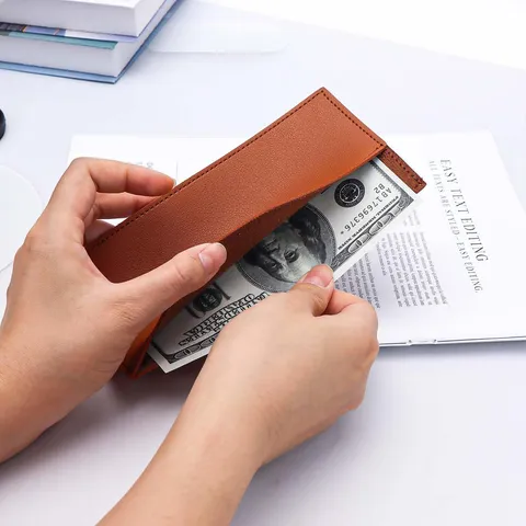 PU Leather Cash Envelope Wallet Credit Card Holder Money Clip Bill Receipt Coupon Organizer Pouch For Women Men