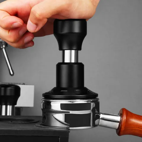 Stainless Steel Coffee Tamper Spring Loaded Espresso Tamper Calibrated Coffee Distributor Threaded Base