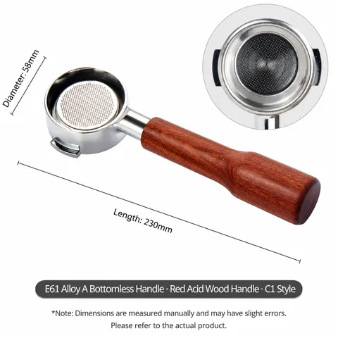 Espresso Bottomless Portafilter Three Ear Stainless Steel Filter Basket Solid Wood Handle Coffee Machine Accessory