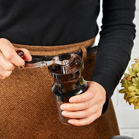 Manual Coffee Grinder Portable Hand Crank Coffee Bean Grinder With Ceramic Burr Transparent Bin For Home Office Travel