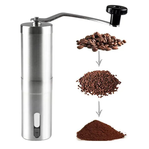 Roestvrijstalen Handmatige Koffiemolen Draagbare Handzwengel Koffieboonmolen met Keramische Kern Keuken Café Gereedschap