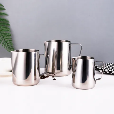 Stainless Steel Milk Frothing Pitcher Espresso Coffee Cup With Laser Measurement Scale Sharp Spout Barista Latte Art Tool