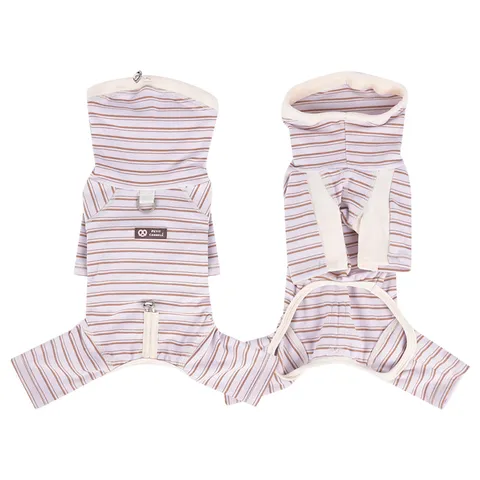 Autumn Winter Warm Pet Four-Legged Jumpsuit Soft Velvet Turtleneck Striped Dog Clothes Thermal Pet Apparel