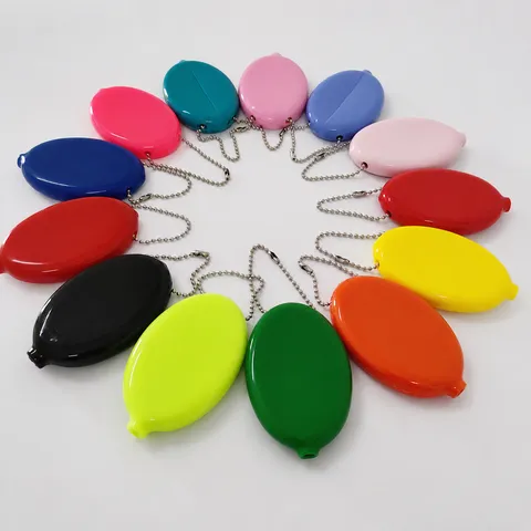 Portable PVC Soft Rubber Coin Purse Oval Mini Change Pouch Cute Storage Bag For Daily Use Lightweight Wallet