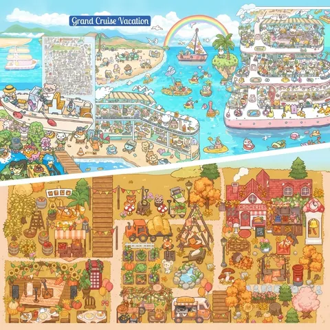 Chinese Pixel Art Miniature Scene DIY 造景 PET Decorative Stickers Set For Scrapbooking Journaling Stress Relief