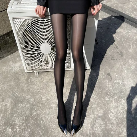Dames Glanzende Olieglans Panty Polyester Dun Hoge Elasticiteit Reflecterende Tights Anti-Laddervrij Sexy Kousen