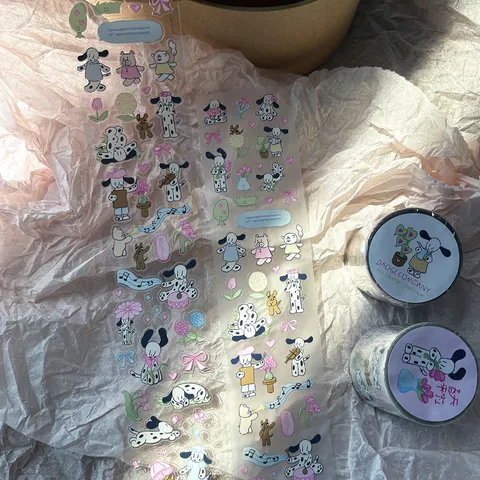 Originele Schattige Dalmatiër Hond PET Tape Dubbel Transparant Mat Dagboek Decoratieve Tape Kantoorartikelen