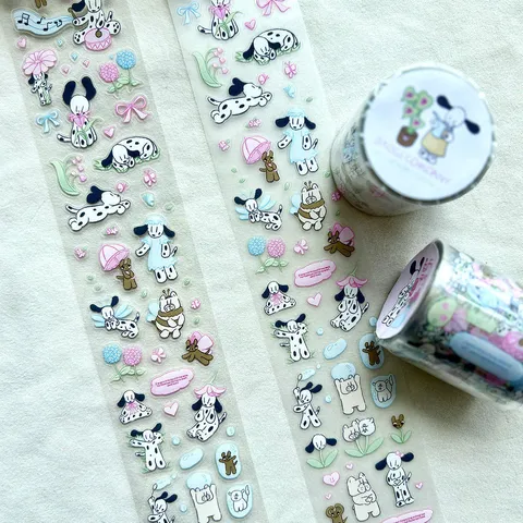 Originele Schattige Dalmatiër Hond PET Tape Dubbel Transparant Mat Dagboek Decoratieve Tape Kantoorartikelen