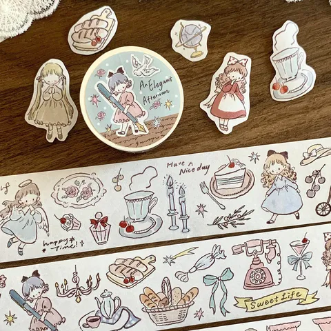 Esthetische Washi Tape Vintage Postzegel Stickers Set Scrapbook Decoratieve Plakband Kleefnotities Kantoorartikelen