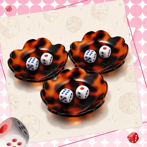 Acryl Mahjong Dobbelsteenbak Met Leren Opbergtas Schildpad Patroon Bloem Design Dobbelsteen Schaal Cadeau
