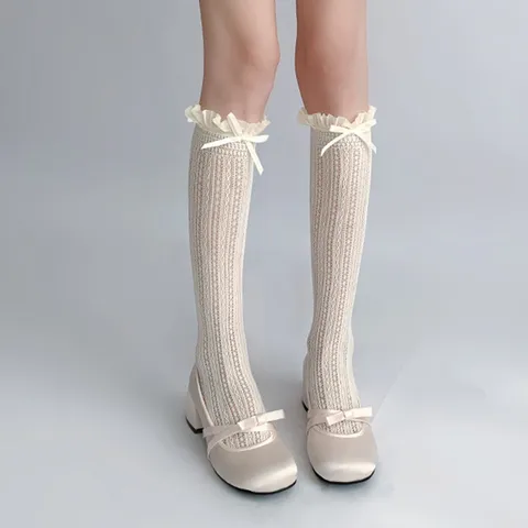 Sommer Japanisch Süß Spitze Rüsche Wadensocken Lolita Schleife Waden-Socken Für Damen Mode Strumpfwaren