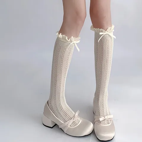 Sommer Japanisch Süß Spitze Rüsche Wadensocken Lolita Schleife Waden-Socken Für Damen Mode Strumpfwaren