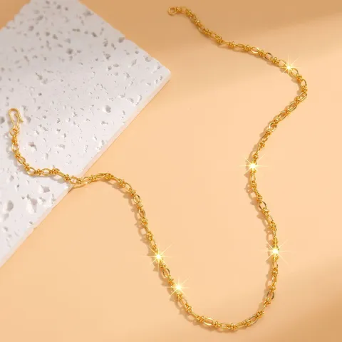 Collana a Catena in Rame Placcato Oro Minimalista da Donna Lusso Leggero Semplice Catena a Clavicola Gioielli di Moda Accessorio Regalo Quotidiano
