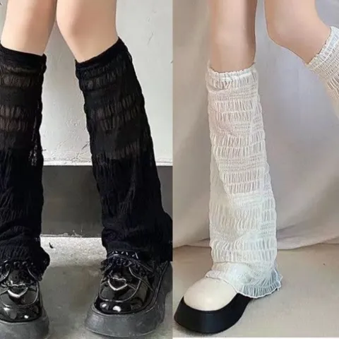 Summer Thin Sunscreen Wide Leg Warmers Women Subculture Black Hot Girl Japanese Style Slouchy Long Socks Legwear