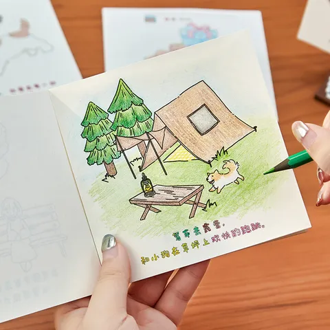 Kids Cartoon Coloring Book Thick Paper Drawing Painting Notebook Creative Hand-drawn Illustration Copybook For Kindergarten School Students DIY Arts Craft