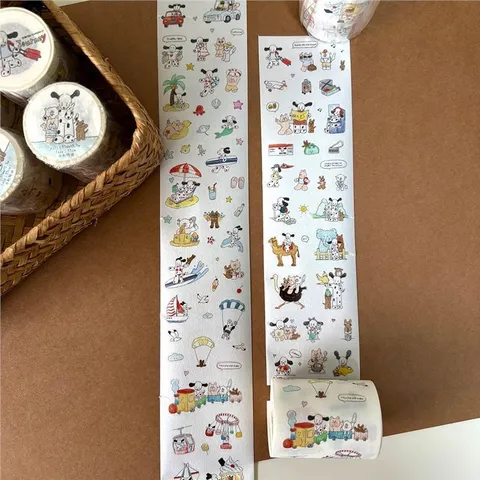 Cinta Washi Original Lindo Perro Dálmata Pez Dorado Rollo Cinta Adhesiva Decorativa Para Diario Scrapbooking Manualidades