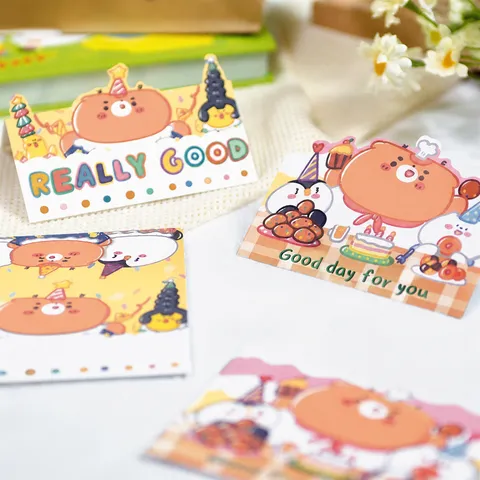 Tarjetas de Cabecera de Papel con Tema de Oso de Dibujos Animados Tarjetas de Sellado de Embalaje Plegables para Bolsas de Regalo Decoración de Celebración de Horneado