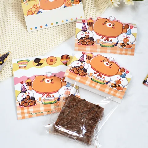 Tarjetas de Cabecera de Papel con Tema de Oso de Dibujos Animados Tarjetas de Sellado de Embalaje Plegables para Bolsas de Regalo Decoración de Celebración de Horneado